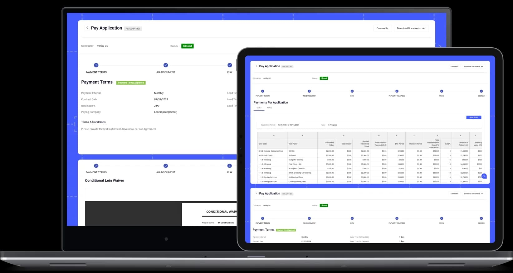 AIA Style Progress Invoicing Banner