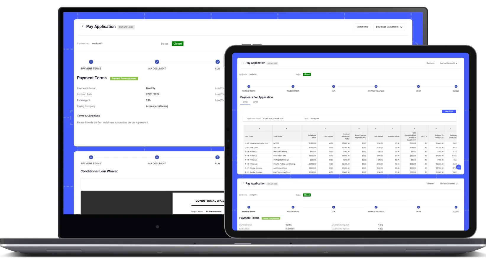 AIA Style Progress Invoicing